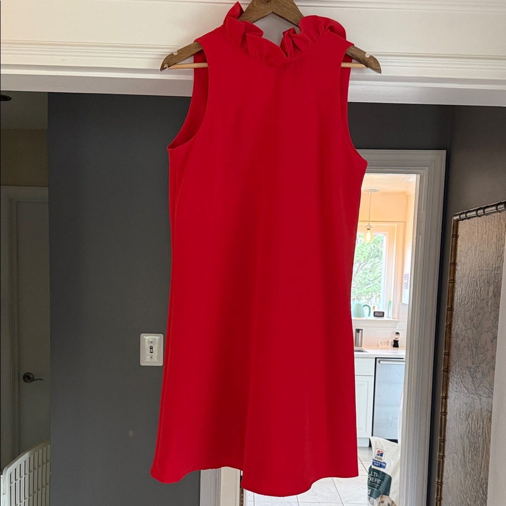 Tuckernuck Vibrant Red Ruffle Neck Mini Dress